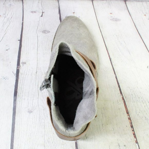 OTBT Bedford Gray Suede Side Zip Low Heel Ankle Boots Size 6.5 M - Picture 7 of 9